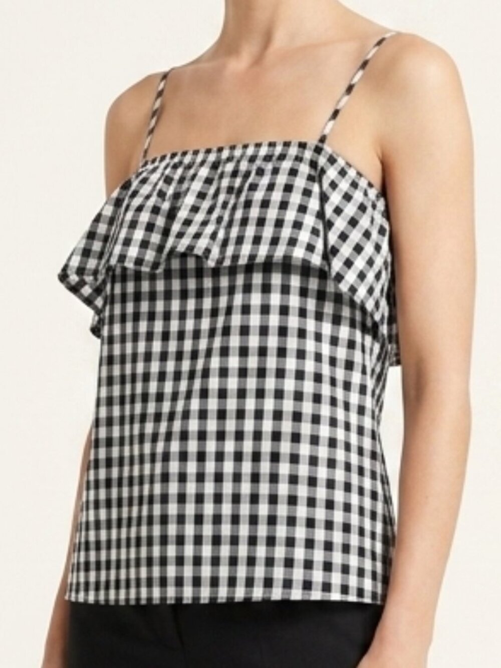 A NEW DAY Black and White Gingham Checkered Ruffle Strappy Top XS